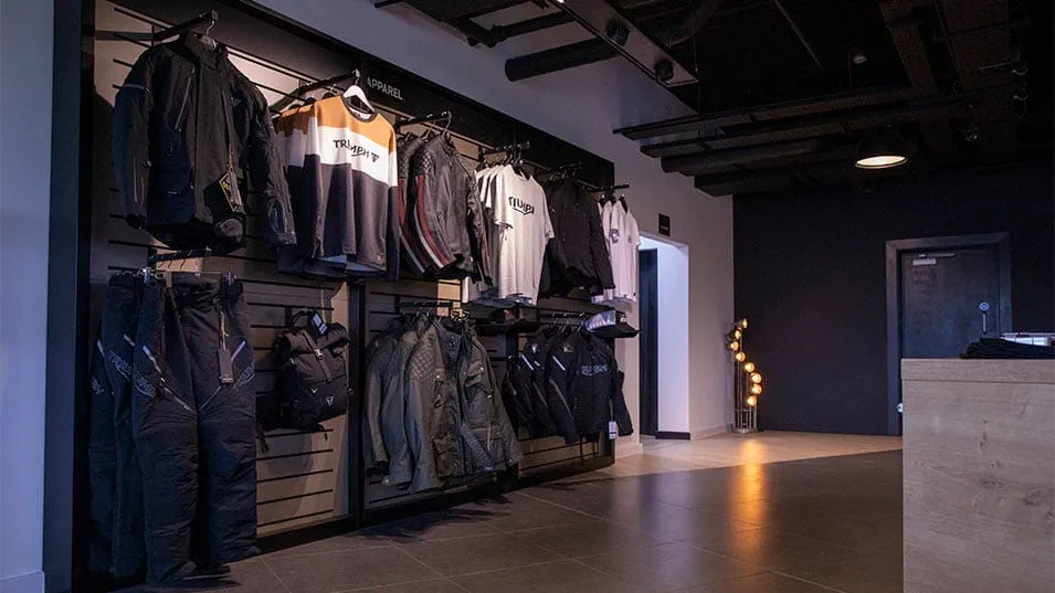 Triumph visitor experience shop motorcycle clothing